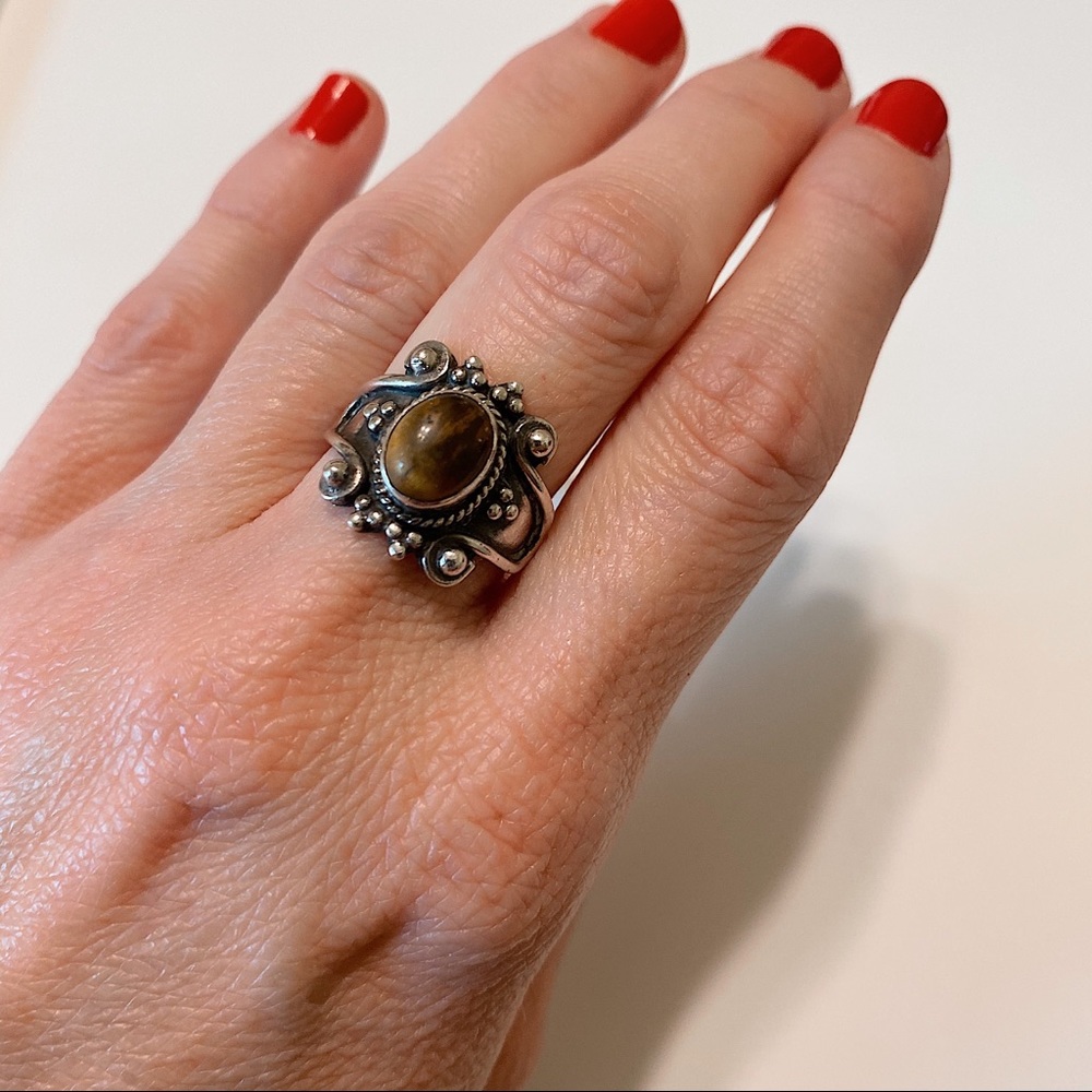 Sterling Silver Tigers Eye Bohemian Ring